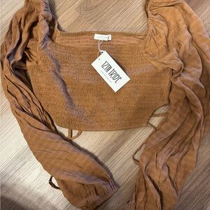 12th Tribe Women’s Tan Smocked Top